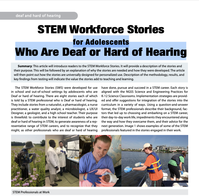 Screenshot of the Closing the Gap STEM Workforce Stories article